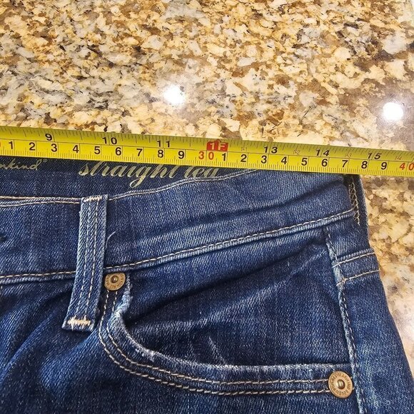 For All 7 Mankind Straight Leg Stretch Jeans Denim Distressed Mid-Washed Blue 26 - Picture 10 of 12